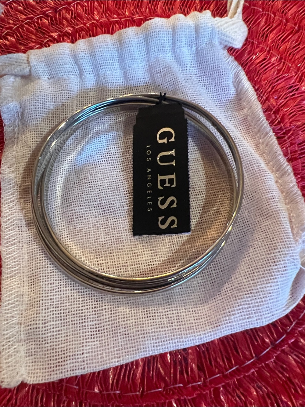 GUESS Silver Stacked Bangle Set